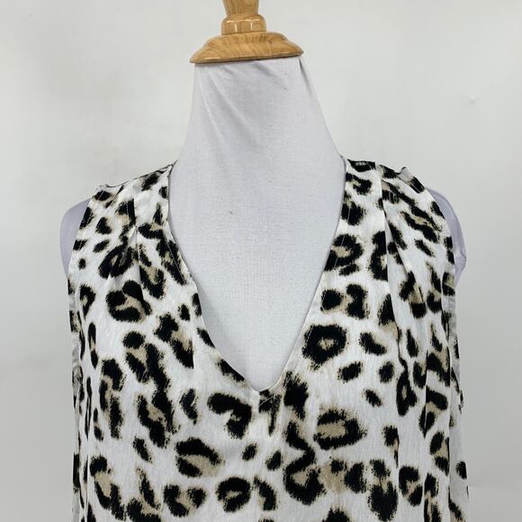 Banana Republic Top Womens M Medium Multi Short Sleeve Inverted V Neck Snow Day - Picture 3 of 11